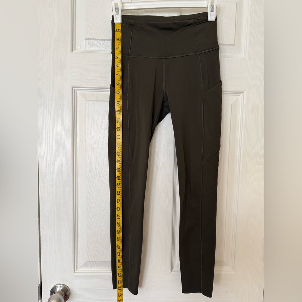 Lululemon High-Waist Dark Olive Green Active Leggings - Women Size 4 - Picture 5 of 10